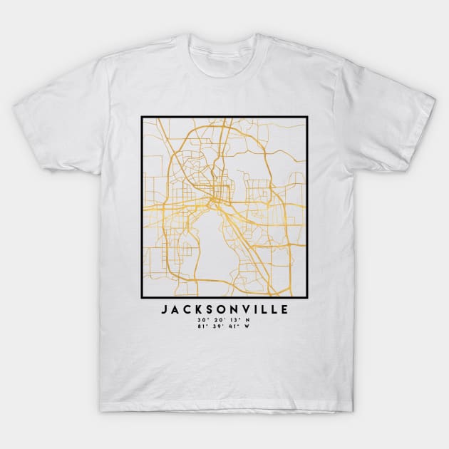 JACKSONVILLE FLORIDA STREET MAP ART T-Shirt by deificusArt